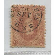 ARGENTINA 1865 GJ 20 ESTAMPILLA DE 3ra TIRADA CON MATASELLO 30/9/1865 HERMOSO EJEMPLAR